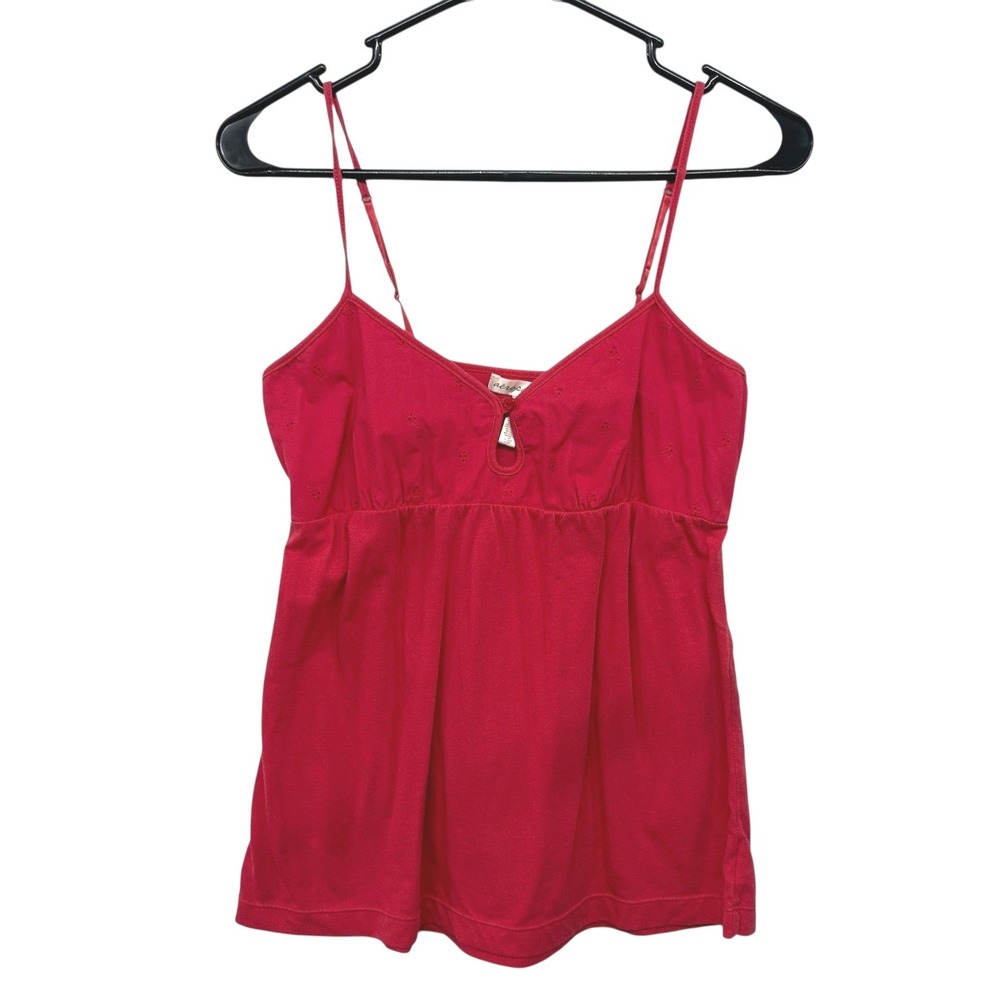 Y2K Eyelet Babydoll Cami‎ Top S Red Pink Spaghetti Strap Y2K Coquette Romantic